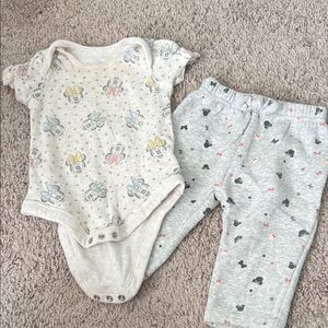 Disney Baby Minnie Mouse Grey and Cream Onesie Pant Set